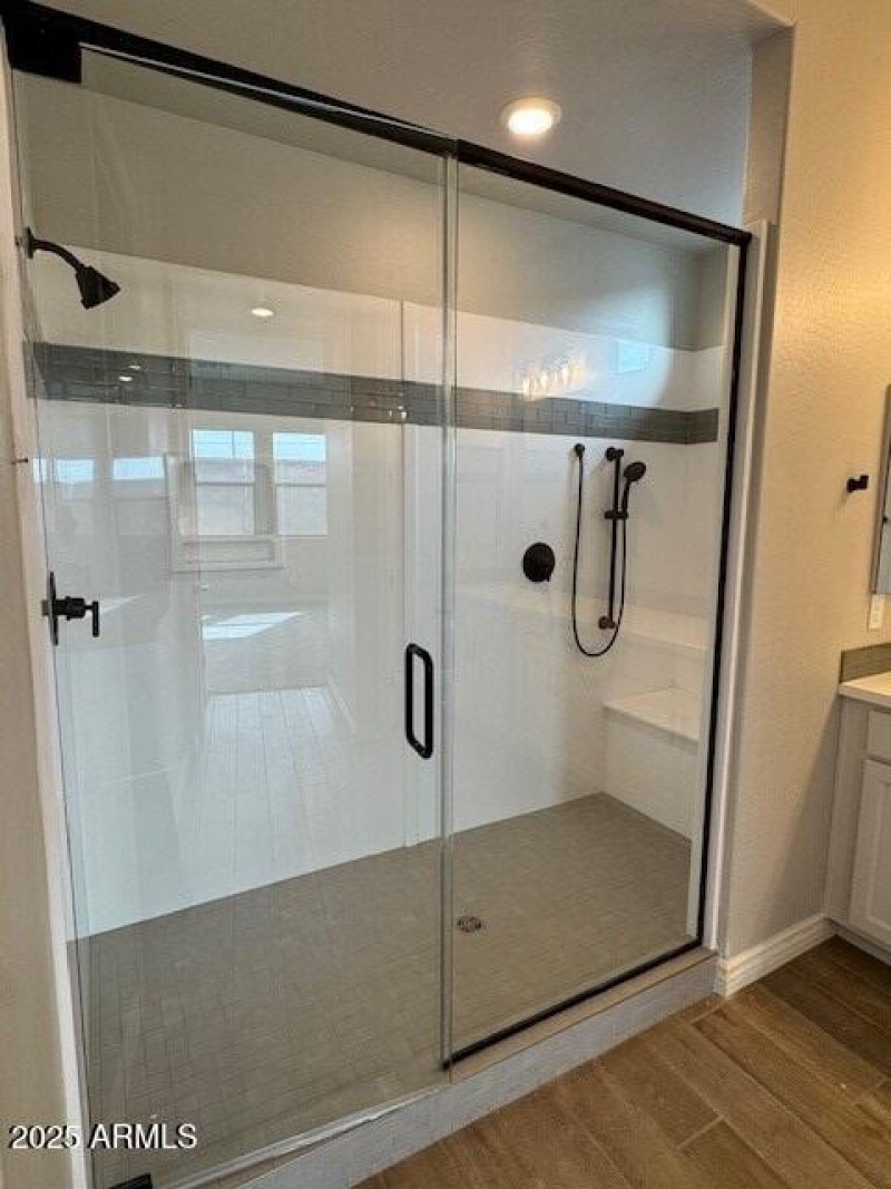 spa shower with bench