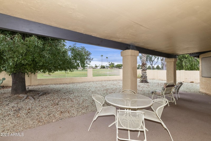 Covered patio view to golf course