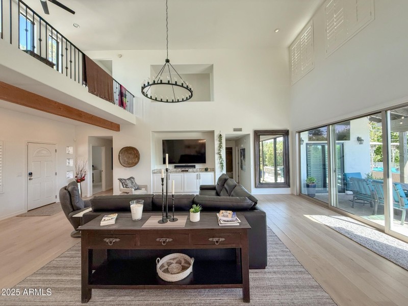 Living Room with upstairs loft