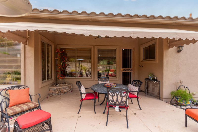 Backyard covered and open patios