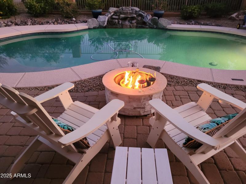 Fire Pit 2 chairs night