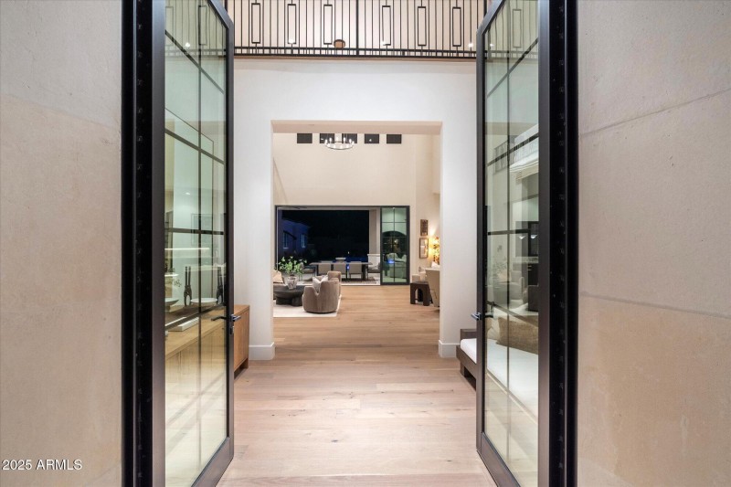 Front view through home to backyard