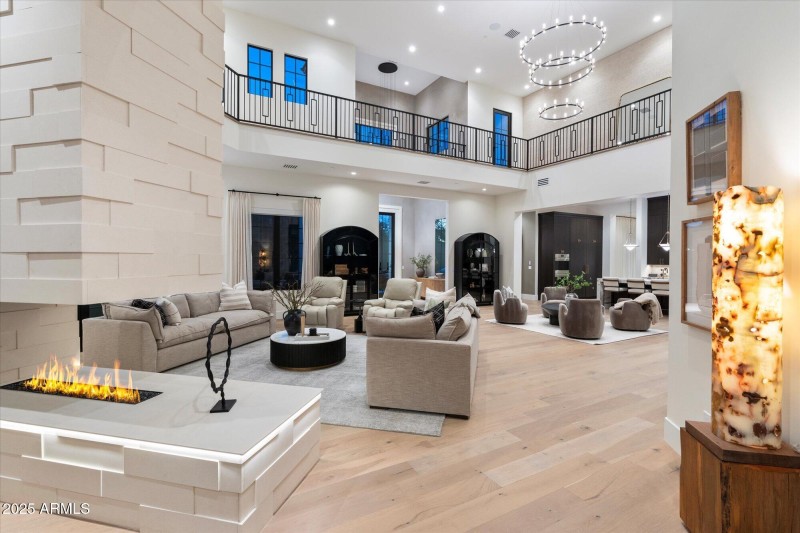 Double sided fireplace in great room