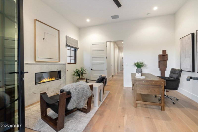 Fireplace inside den/office