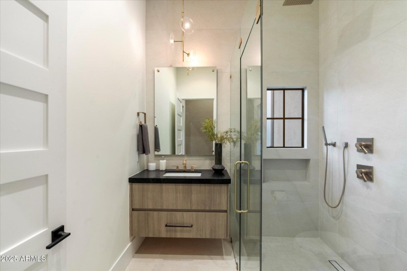 Full bath in hall next to den/office