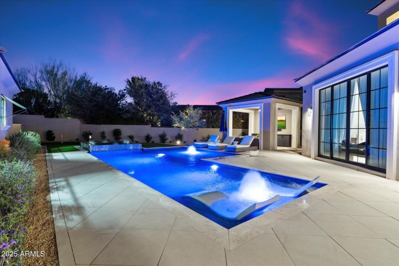 Cabana and primary bedroom to the right