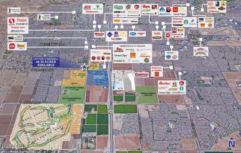 Aerial map of some stores at Prasada