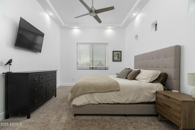Master bedroom with high ceilings