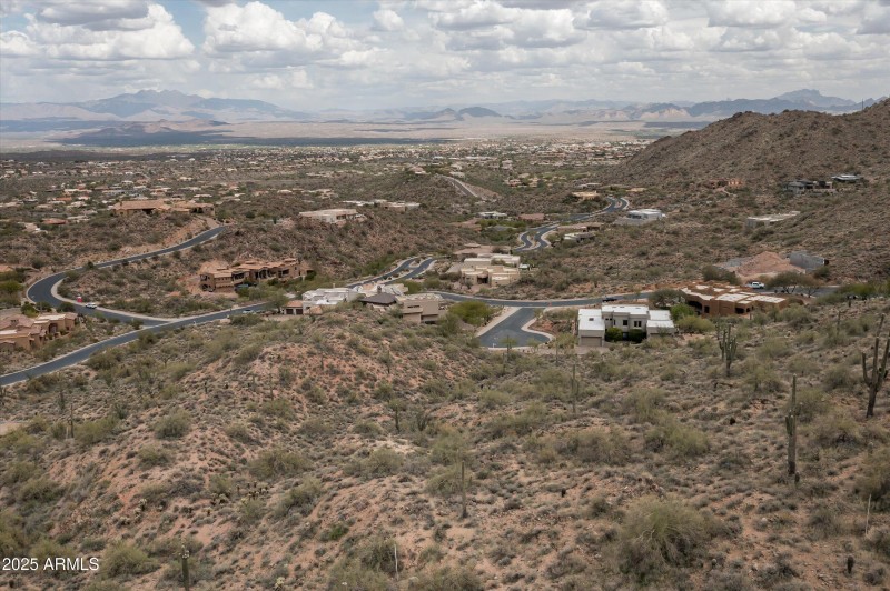 Aerail from rear with views