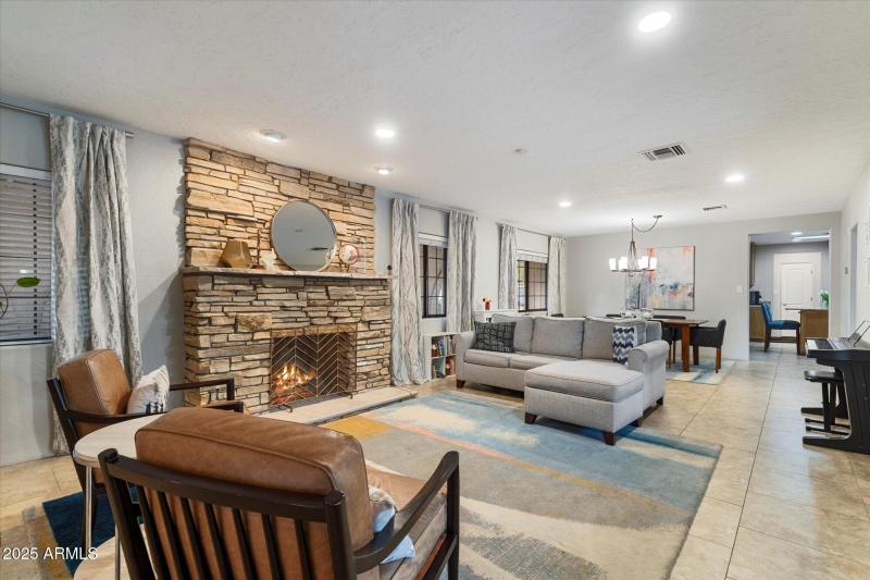 Spacious Family Room with Fireplace