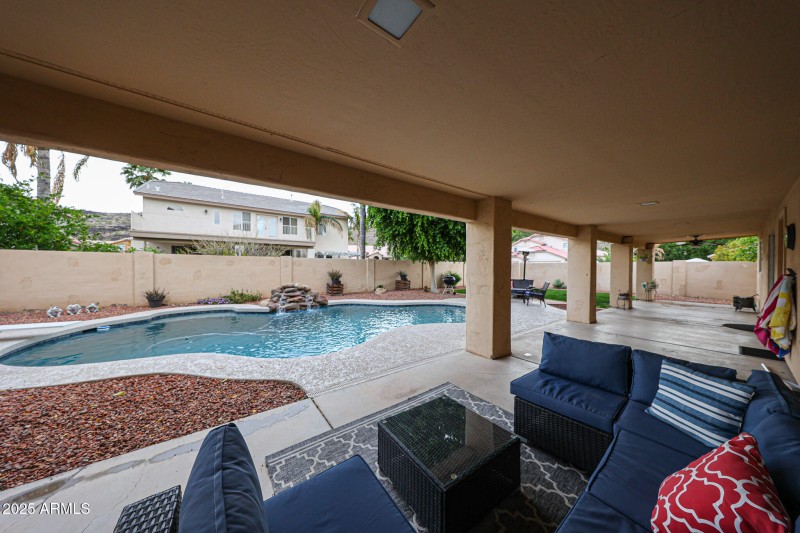 Patio whole length of the home