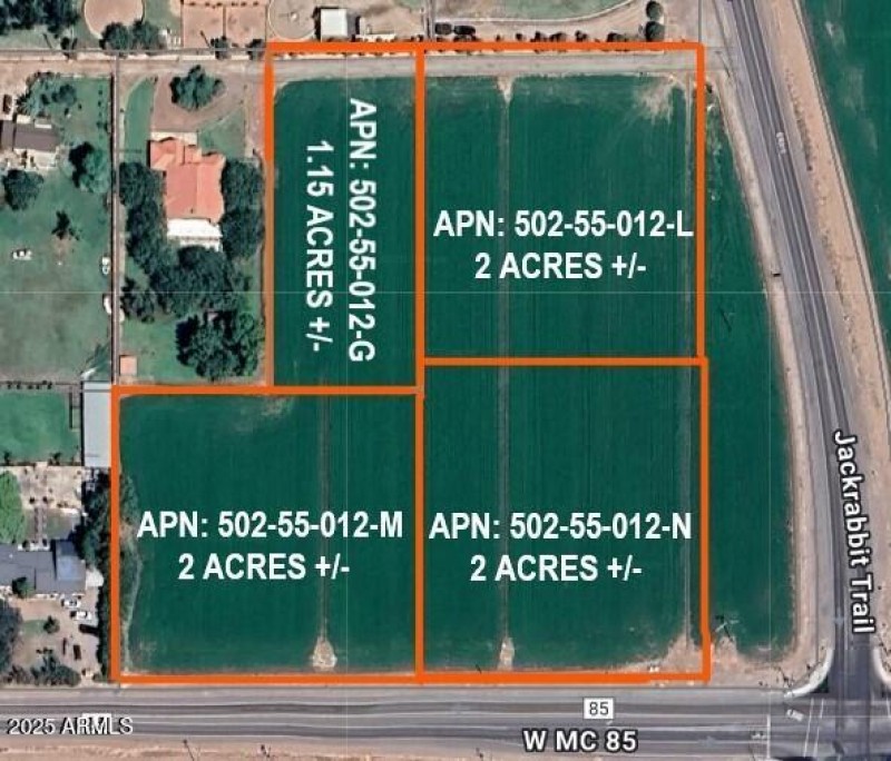 Aerial- 4 parcels with labels each