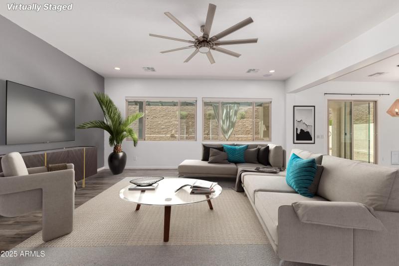 Great room virtually staged