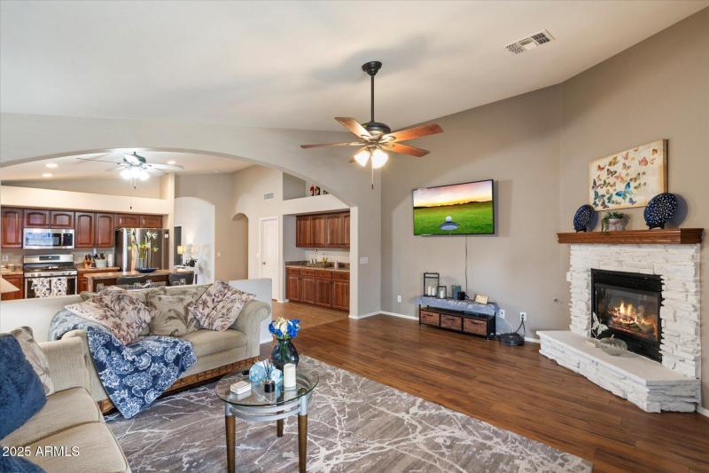Family Room with TV and Fireplace
