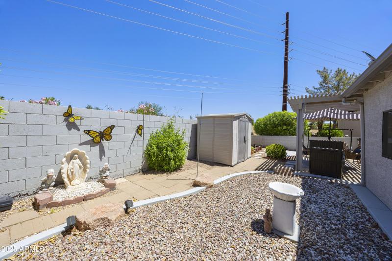 Back yard with storage shed
