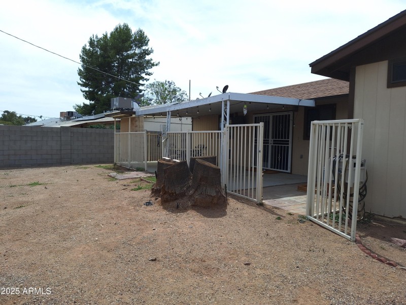 Fenced back patio
