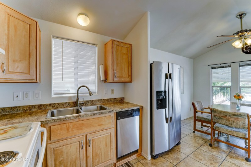 Fridge has ice and water dispensers