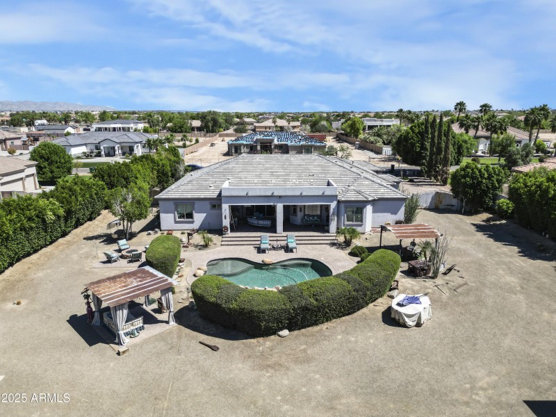 Aerial view of backyard
