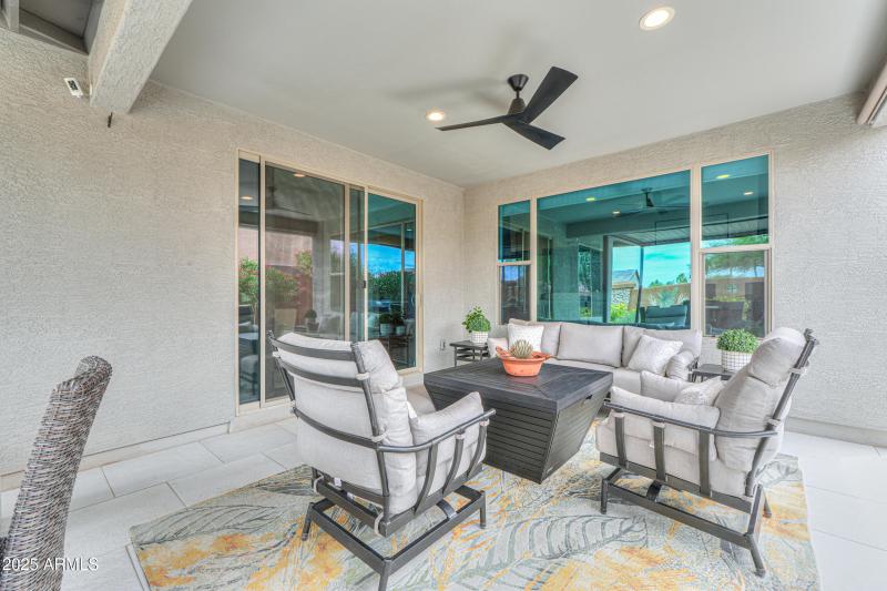 Tile flooring on patio