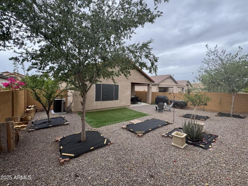 Backyard with fruit trees