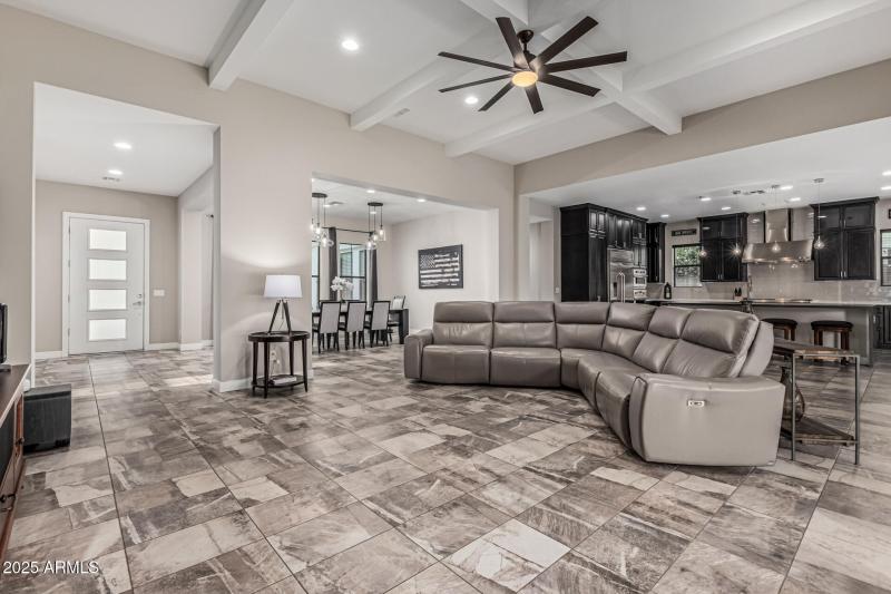 great room to kitchen