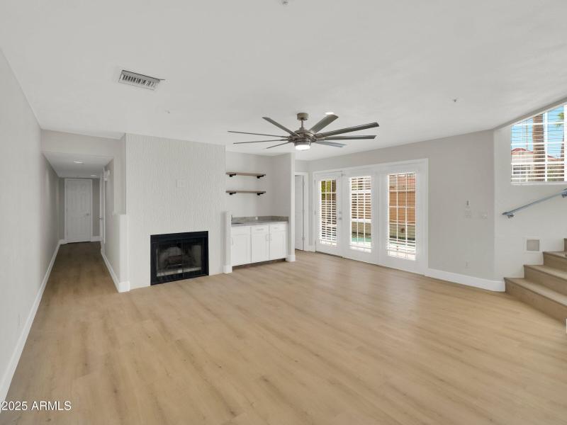 na 113 fr new fireplace french doors to