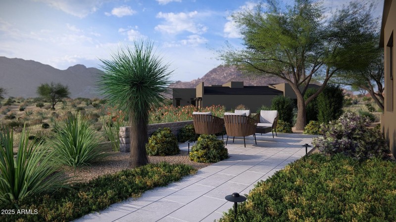 Elevated Entry with Linear Firepit
