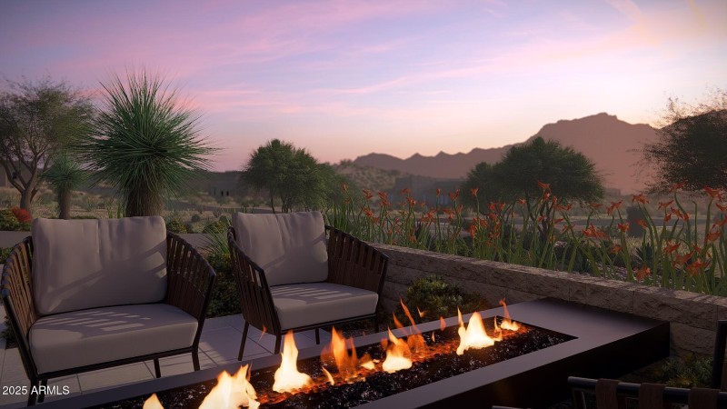 Elevated Entry with Linear Firepit