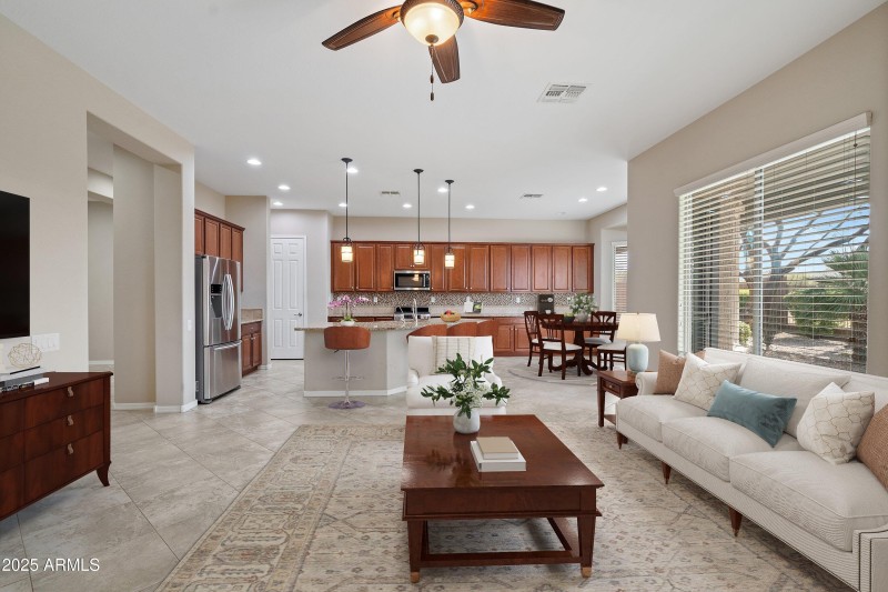 Family Room to Kitchen Virtually Staged
