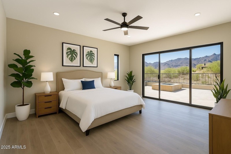 Master bedroom staged