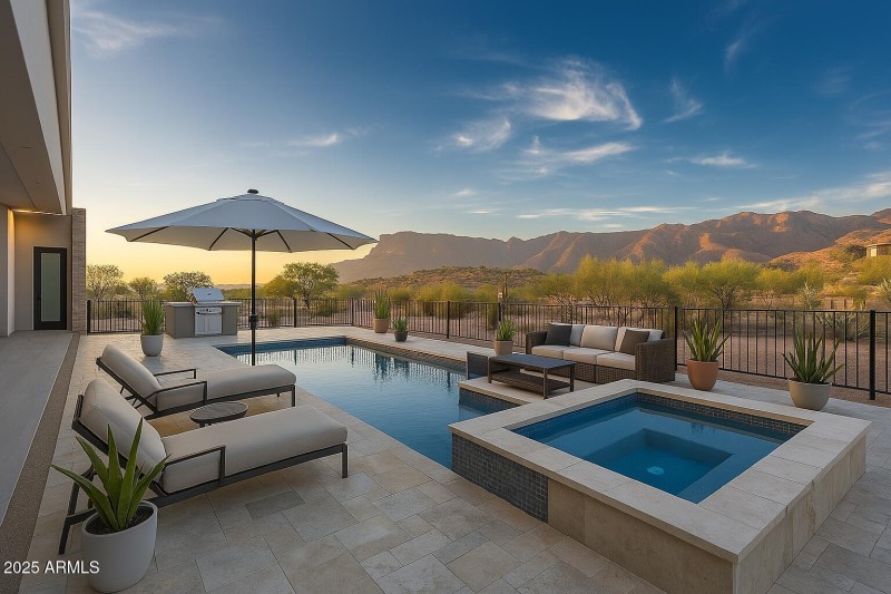 Staged pool side-