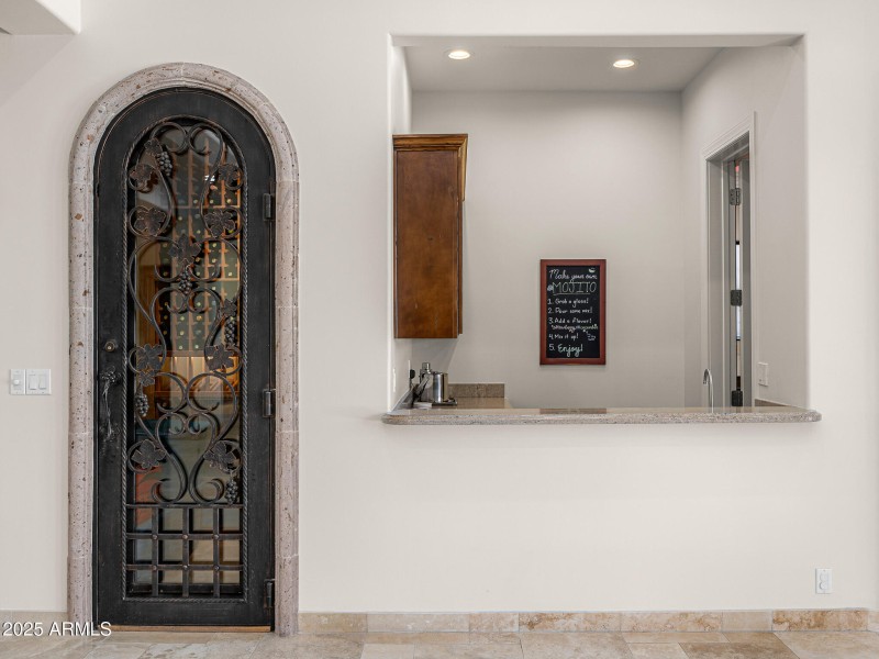 wine storage and wet bar