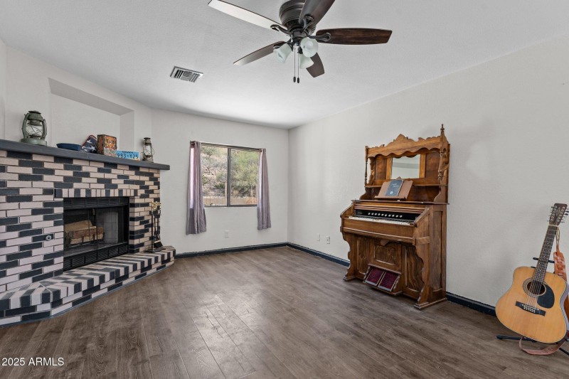 Family room with fireplace