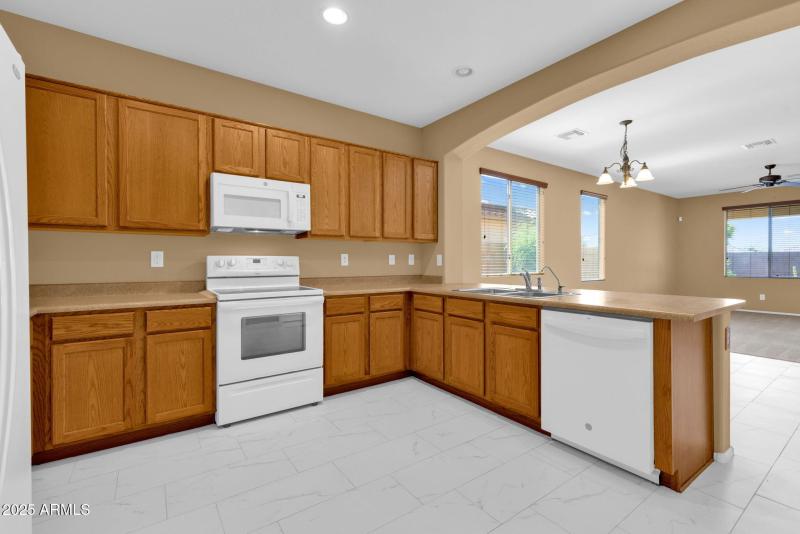 Kitchen facing living room