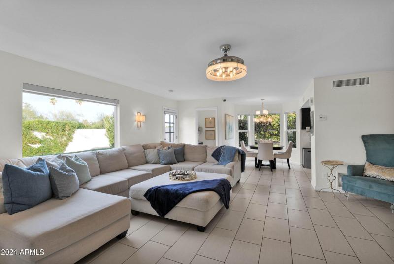 Family room overlooking pool