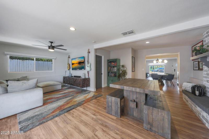 family room with fireplace