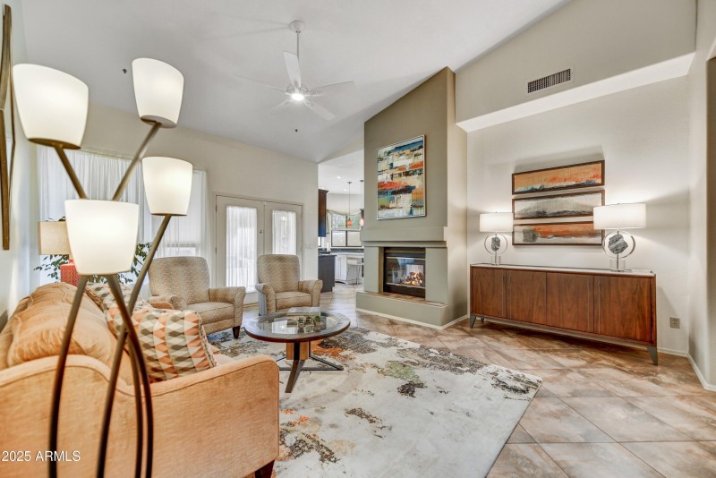 Family Room with 2 way Fireplace