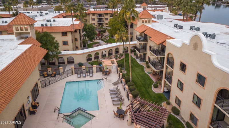 Drone of pool area