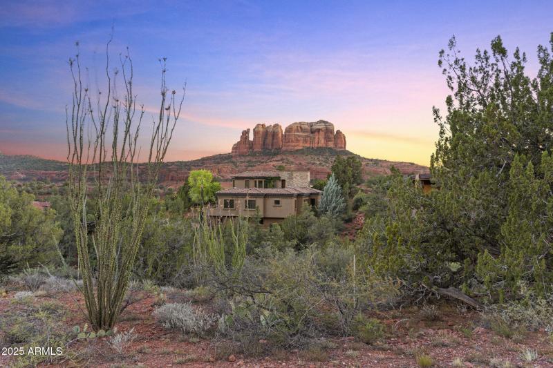 Surrounding homes distanced by natural w
