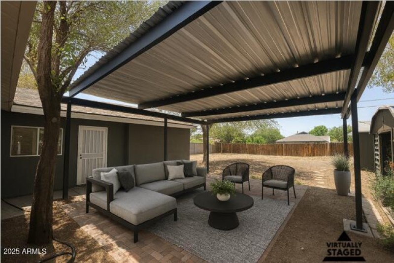 Virtually staged back patio