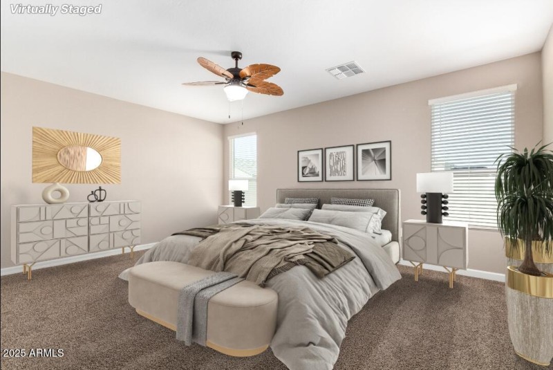 Virtually Staged Primary Bedroom