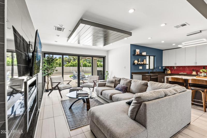 Living room view toward kitchen