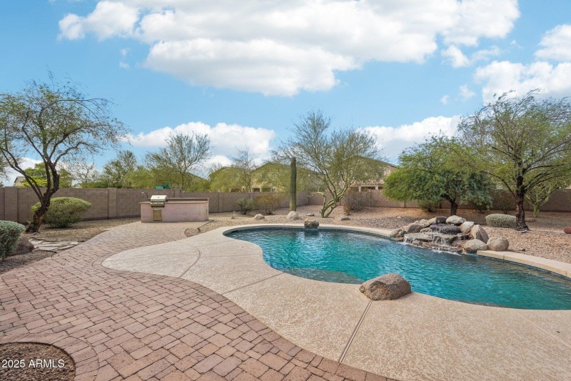 Pool with waterfall