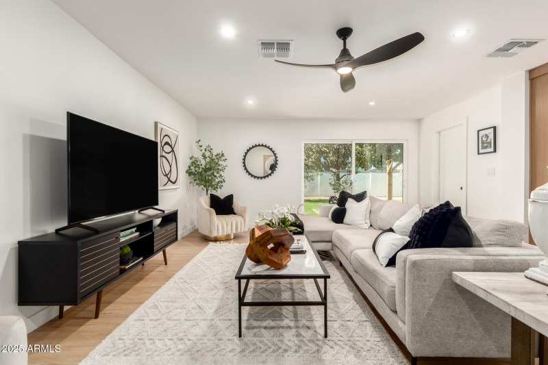 Open Living Area with Backyard Views