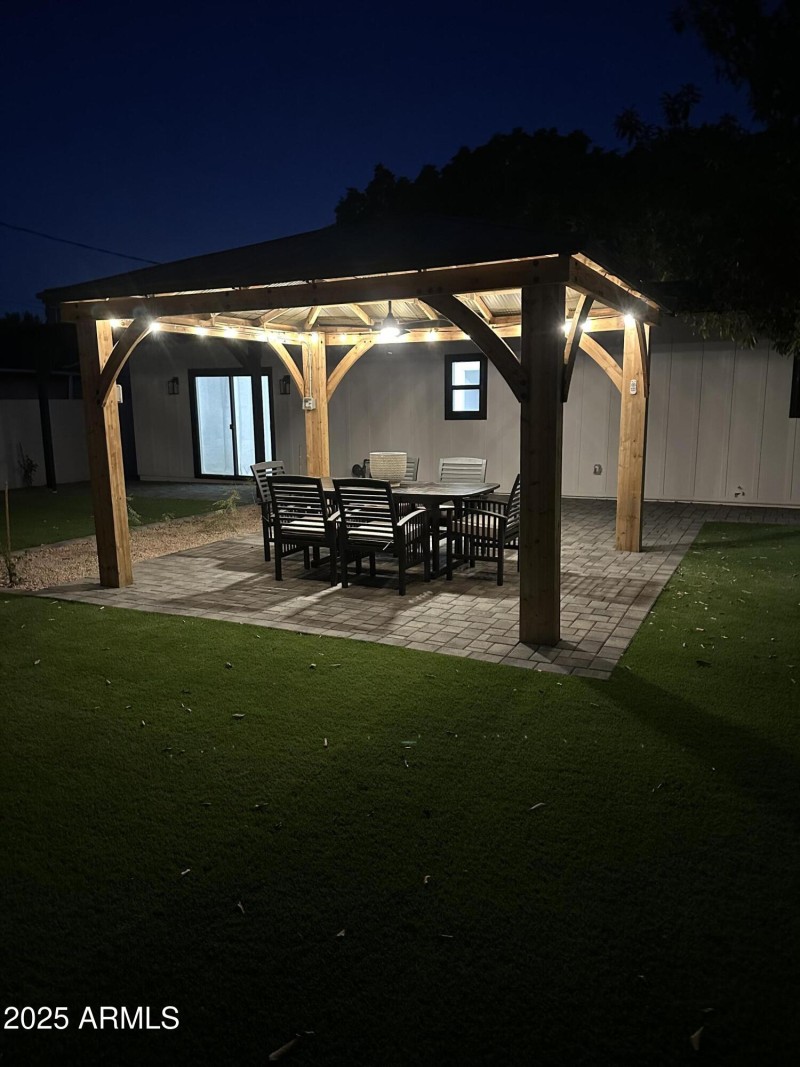 Pergola Dining Area at Night