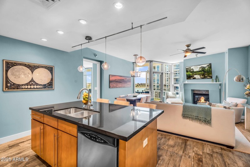 Kitchen open to living room