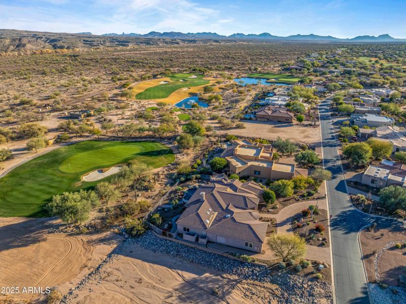 Aerial view of the house facing South