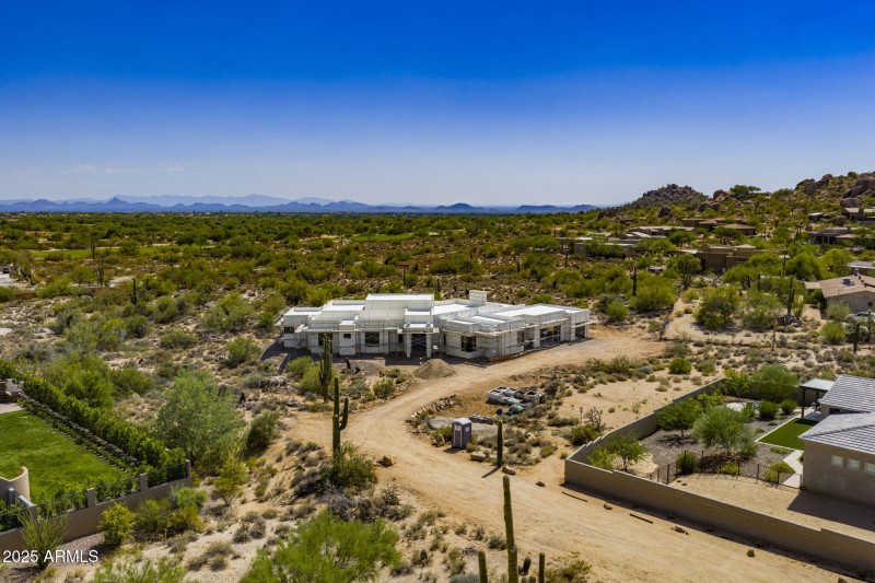 Aerial View with Flag Driveway