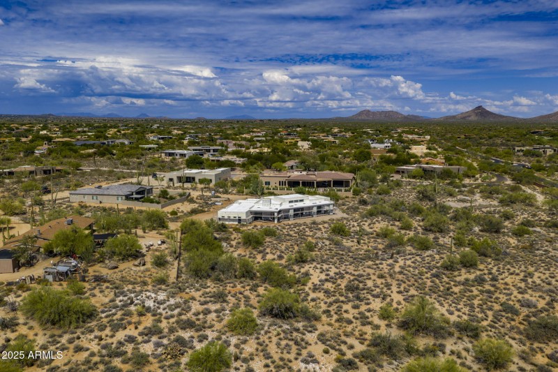 Aerial View Focus on Backyard
