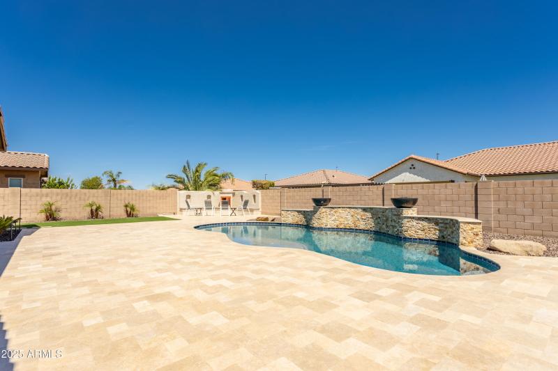 Extended Travetine Patio and Pool